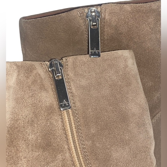 AQUATALIA | Luissa Shell Tan Ankle Side Zip Suede Booties | Size 9.5 - Picture 11 of 14